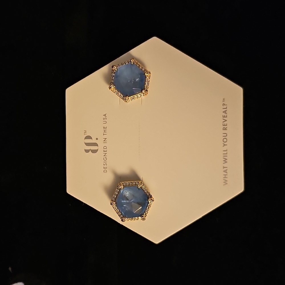 Bomb Party Earrings Gold Plated Lab Created Ocean Blue Quartz